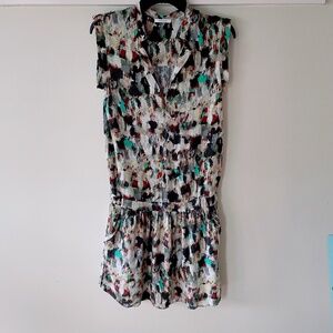 Promod brushstroke print mini dress with pockets